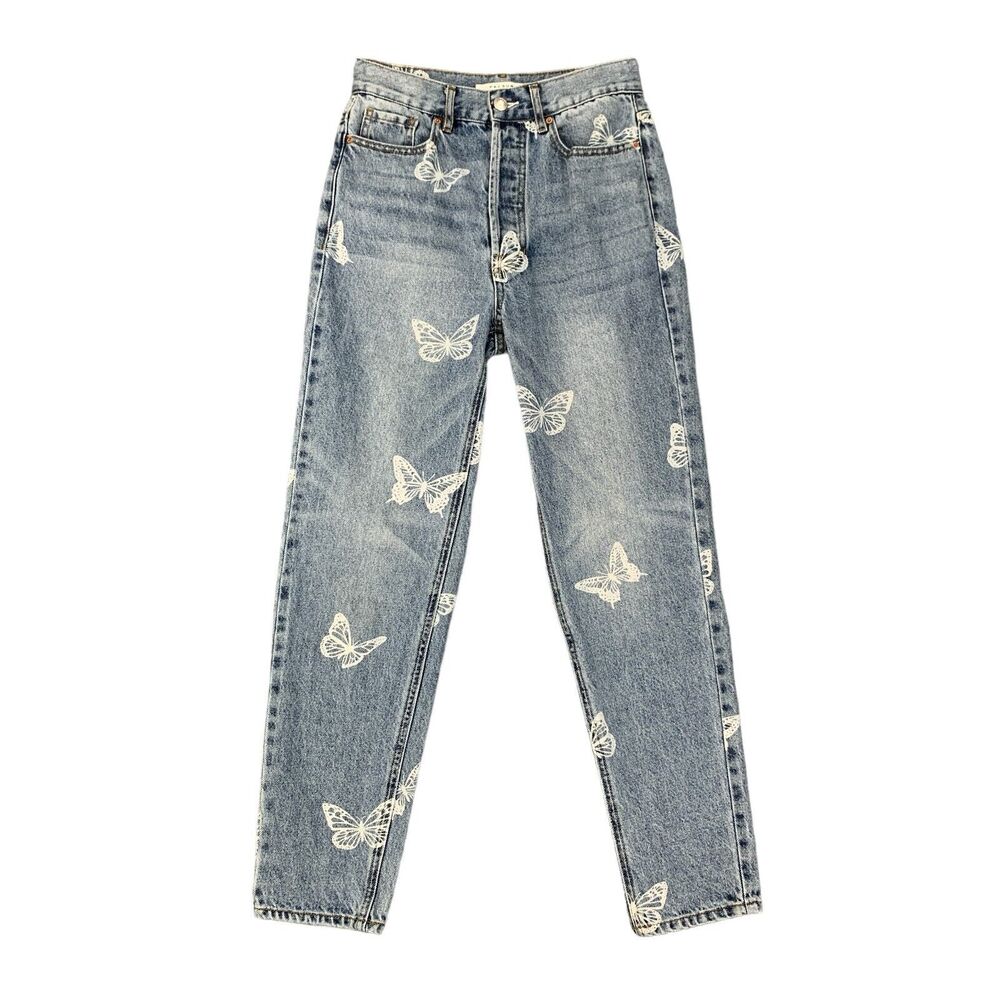 Pacsun Jean Womens 24 Mom Butterfly Ultra High Rise Slim Straight Button Fly